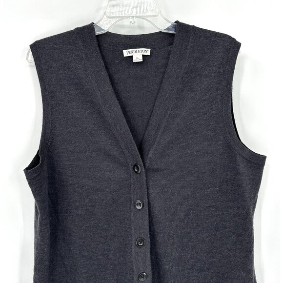 PENDLETON sweater vest cardigan 100% merino wool charcoal gray knit XL - Picture 3 of 6